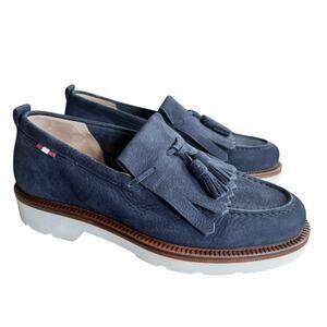 NWOB Bally Men’s Novald Nordal Tassel Navy Blue Suede Platform Loafer Size 6.5 D
